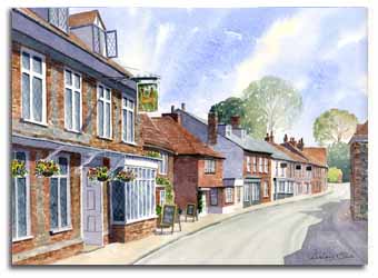 Print of watercolour painting of Nettlebed, by artist Lesley Olver