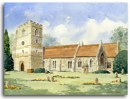 Original watercolour painting of St Michael's Chruch, Bray, by artist Lesley Olver