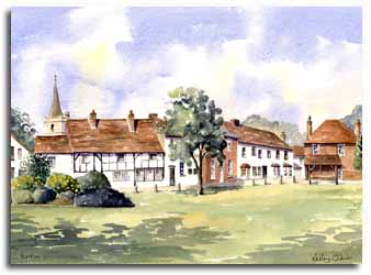 Print of watercolour painting of Burnham, by artist Lesley Olver
