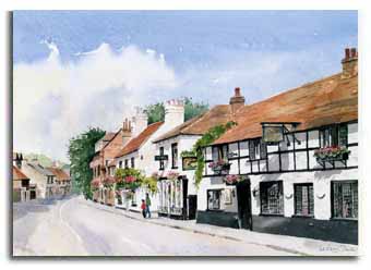 Print of watercolour painting of Cookham, by artist Lesley Olver