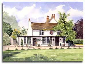 Print of watercolour painting of Littlewick Green, by artist Lesley Olver