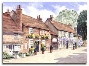 Print of watercolour painting of Denham by artist Lesley Olver