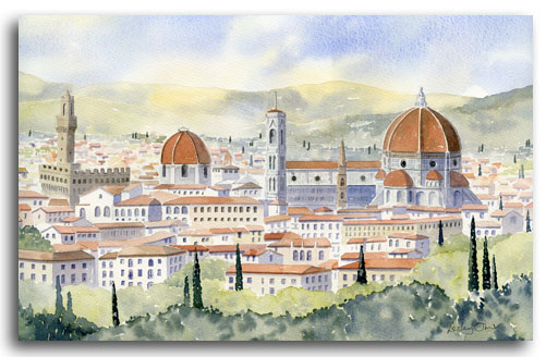 Original watercolour painting of Florence by artist Lesley Olver