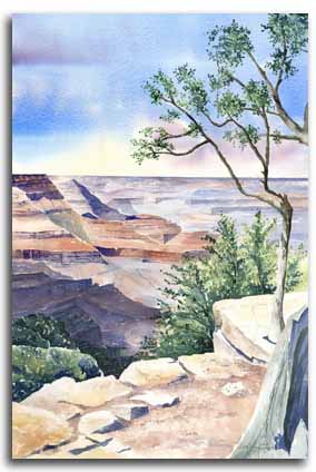 Print of watercolour painting of the Grand Canyon, by artist Lelsey Olver