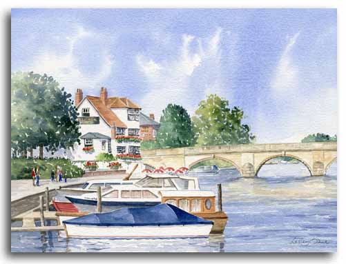 Original watercolour painting of Henley-on-Thames by artist Lesley Olver
