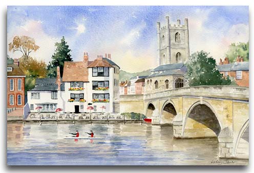Original watercolour painting of Henley-on-Thames by artist Lesley Olver