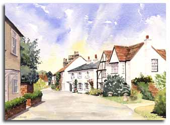 Print of watercolour painting of Holyport, by artist Lesley Olver