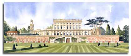 Original watercolour painting of Cliveden House, by artist Lesley Olver