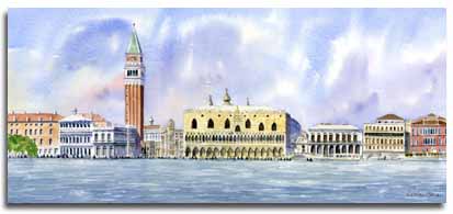 Aquarelle de Venise, réalisée par l'artiste Lesley Olver