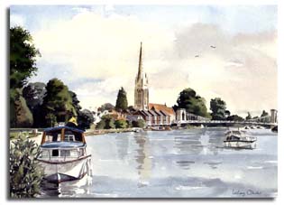 Print of watercolour painting of Marlow by artist Lesley Olver