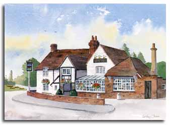 Print of The 'watercolour painting of the 'Red Cow', Slough, by artist Lesley Olver