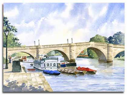 Original watercolour painting of Richmond-on-Thames, by artist Lesley Olver