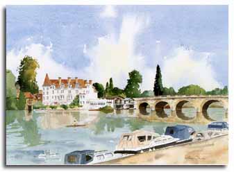 Print of watercolour painting of Maidenhead, by artist Lesley Olver