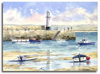 Print of watercolour painting St Ives, by artist Lesley Olver