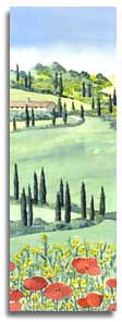 Print od watercolour painting of Tuscany, by artist Lesley Olver