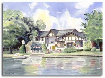 Print of watercolour painting of Bourne End, by artist Lesley Olver