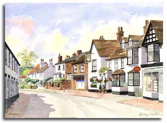 Print of watercolour painting of Wargrave, by artist Lesley Olver