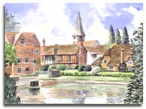 Print of watercolour painting of Whitchurch, by artist Lesley Olver