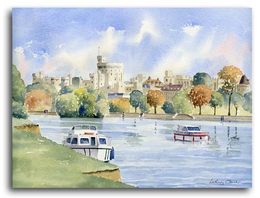 watercolour of Windsor Castle by artist Lesley Olver