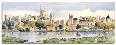 Print of watercolour painting of Windsor Castle, by artist Lesley Olver